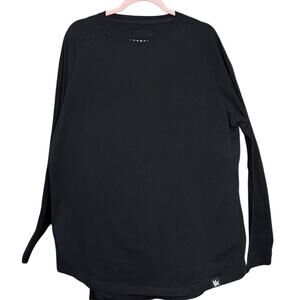 YoungLA Raglan Long Sleeve T-Shirt Mens Size XL Black Crew Neck Long Curve Hem